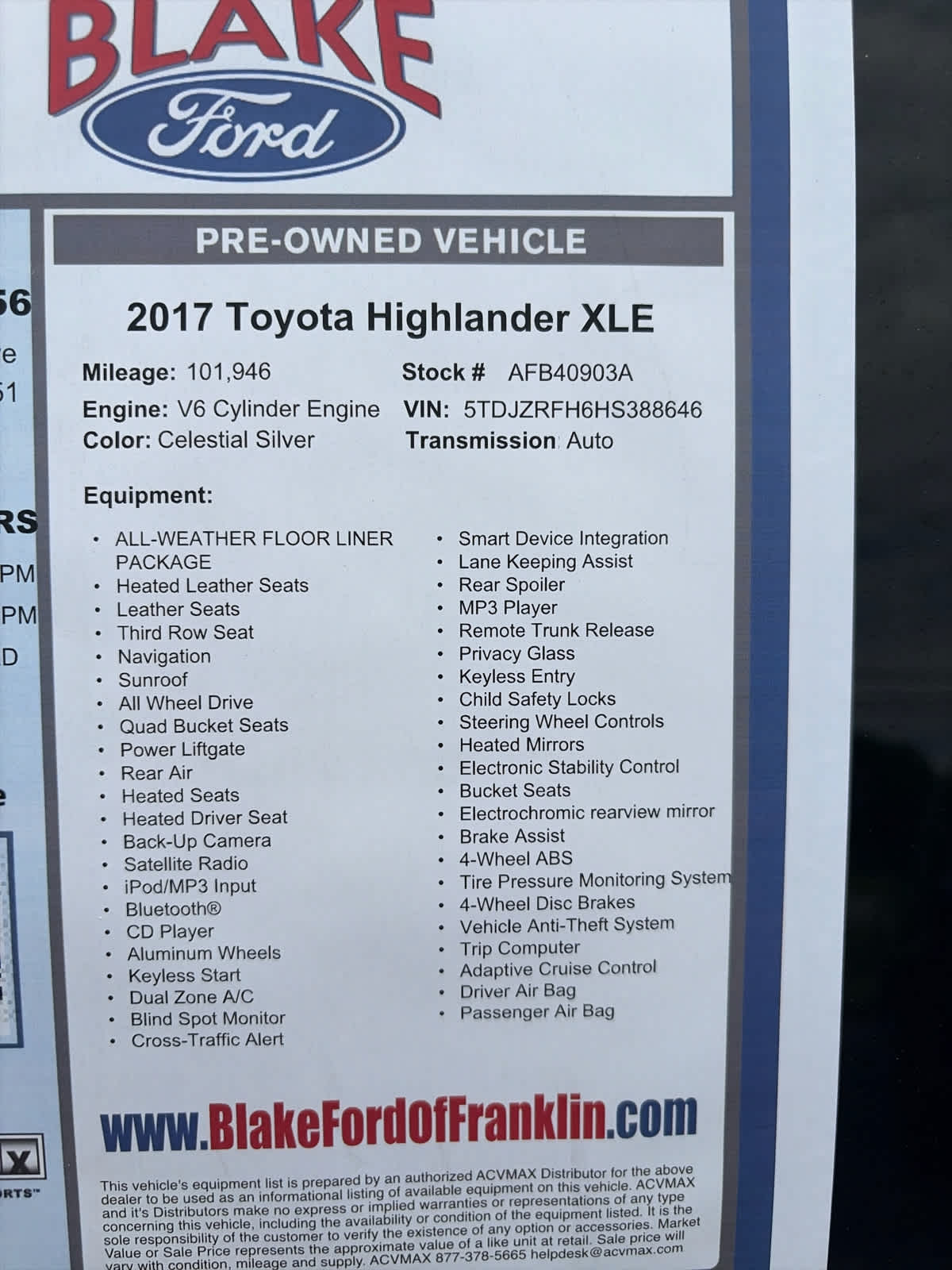 2017 Toyota Highlander XLE